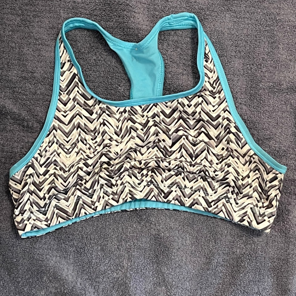 multicolor sports bra, stretchy